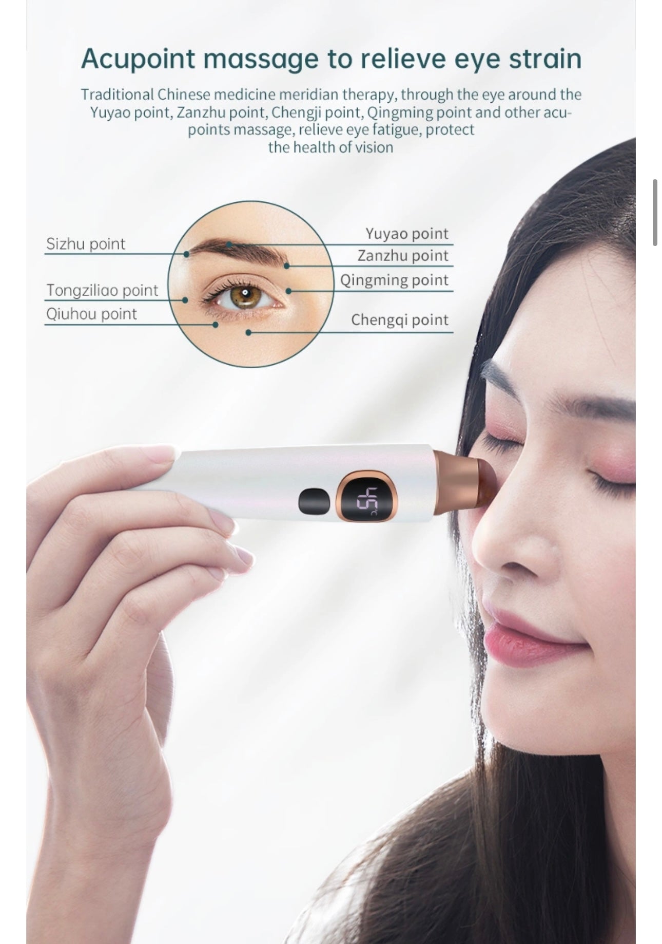 Handheld Bian Stone Eye Heat Massager with Vibrate Micro Frequency Intelligent Temperature Control ElectricEye Care Massager